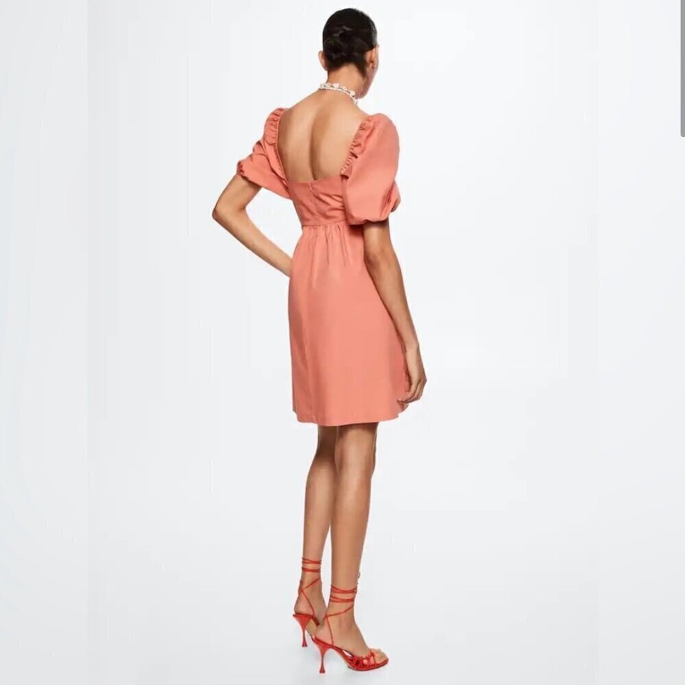 Mango Miri Puffed Sleeve Mini Dress Size S NWT